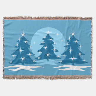 Christmas Tree Blanket Blue Holiday Throw Blankets
