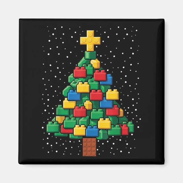 Christmas Tree Block Building Builder Brick Master Magnet (Front)