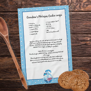 Christmas Tree Blue Gnome Recipe keepsake Kitchen Towel