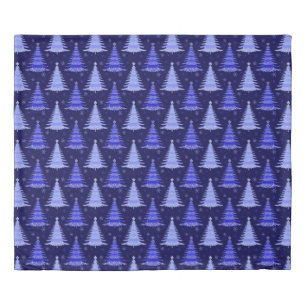 Christmas Tree Blue Pattern Design Duvet Cover