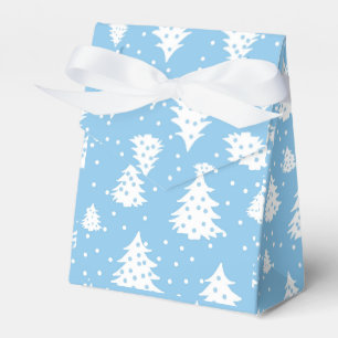 Christmas Tree Blue White Pattern Favor Boxes