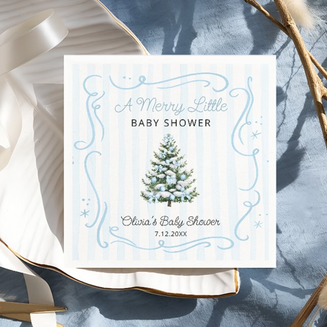 Christmas Tree Blue Winter Baby Shower Napkins (Creator Uploaded)