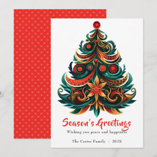 Christmas Tree Bohemian Holiday Flat Card