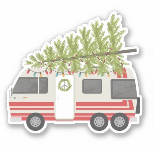 Christmas Tree Boho RV Camper Sticker