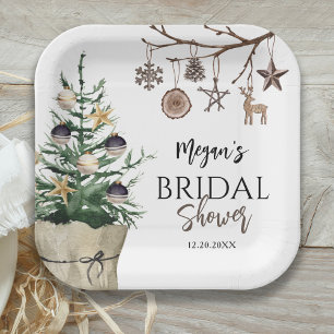 Christmas Tree   Boho Winter Bridal Shower Paper Plates