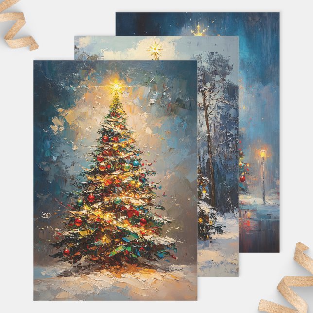 Christmas Tree Bold Painting Decoupage Wrapping Paper Sheets (Creator Uploaded)