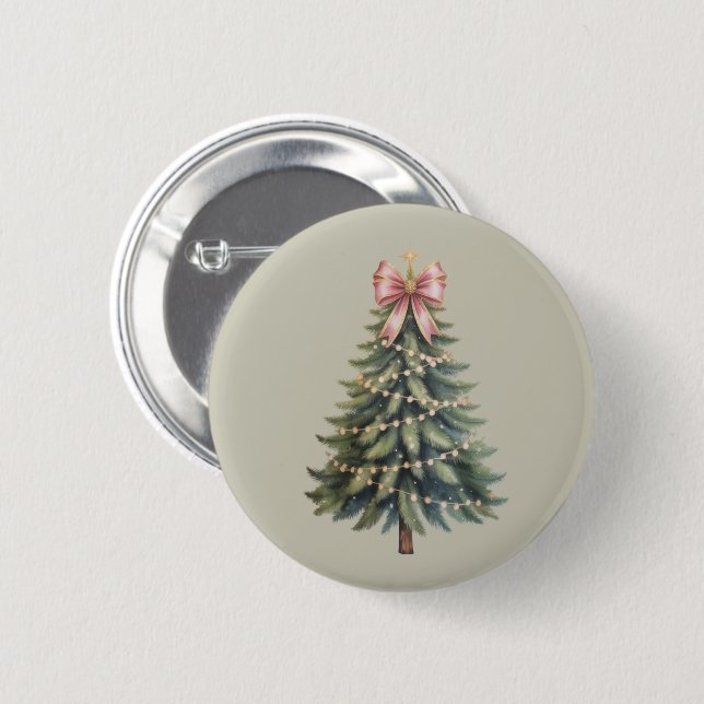 Christmas Tree Bow Coquette Xmas Button (Front & Back)
