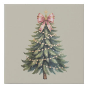 Christmas Tree Bow Coquette Xmas Faux Canvas Print