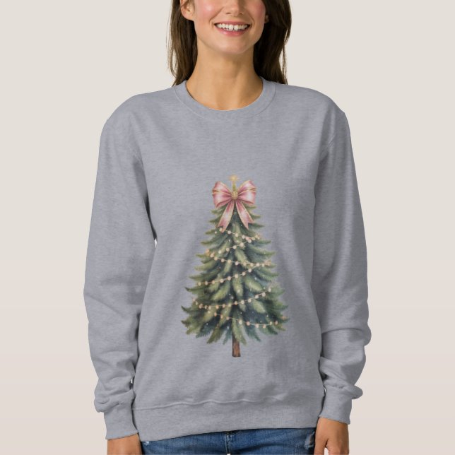 Christmas Tree Bow Coquette Xmas Sweatshirt (Front)