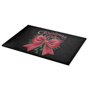Christmas Tree Bow Girly Aesthetic Holiday Xmas Cutting Board