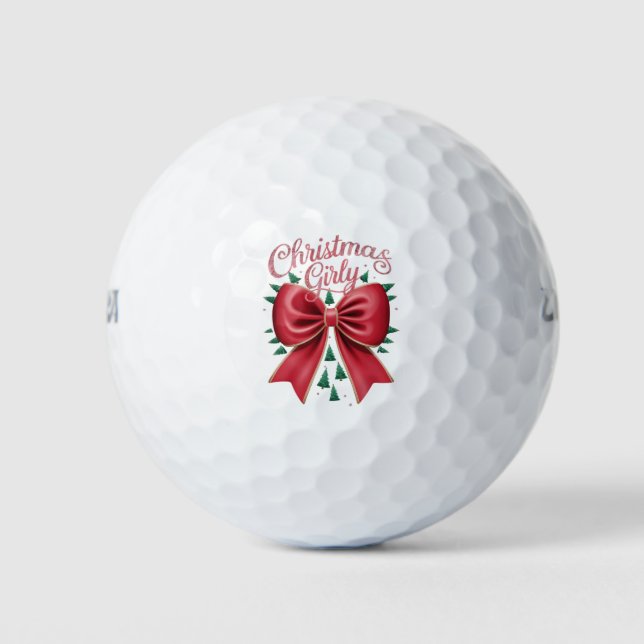Christmas Tree Bow Girly Aesthetic Holiday Xmas  Golf Balls (Front)