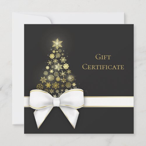 Christmas Tree Bow Snowflakes Black Gray Gift Card