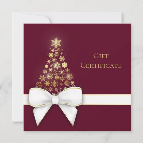 Christmas Tree Bow Snowflakes Violet Red Gift Card