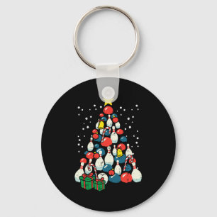 Christmas Tree Bowling Xmas Bowler Player Men Wome Keychain