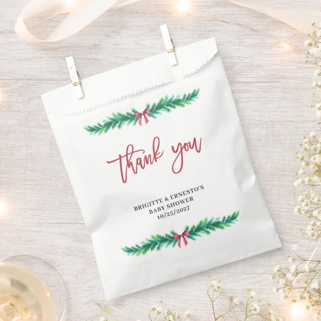 Christmas Tree Branch Baby Shower  Favor Bag (Clipped)