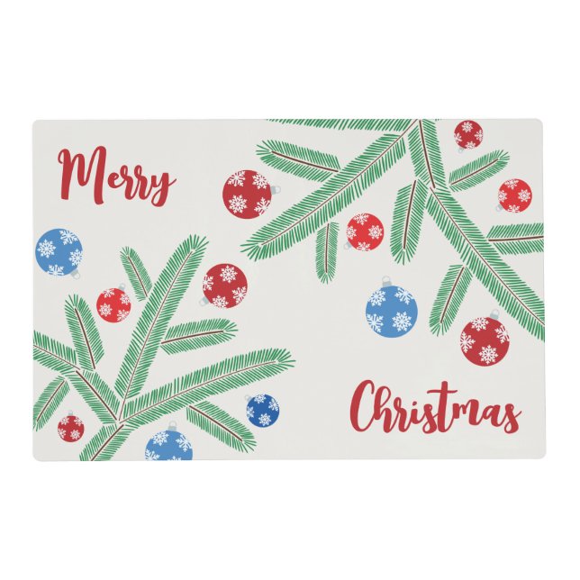 Christmas tree branch with snowflake decorations placemat (Front)