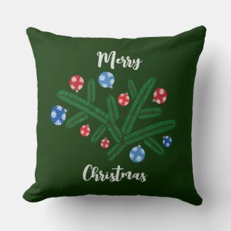 Christmas tree branch with snowflake decorations