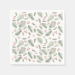 Christmas tree branches and berries - vintage napkins