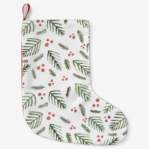 Christmas tree branches and berries - vintage small christmas stocking