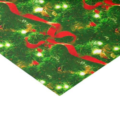 Christmas Tree Branches and Red Ribbons Tissue Paper