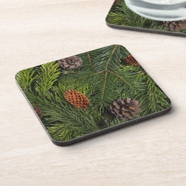 Christmas Tree Branches Beverage Coaster (Left Side)