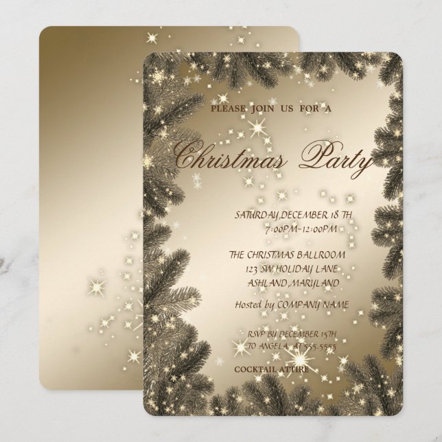 Christmas Tree Branches,Corporate Christmas Party Invitation (Front/Back)