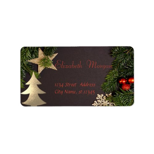 Christmas Tree Branches Gold Tree Star Label