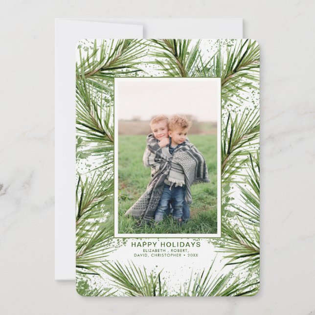 Christmas Tree Branches Holiday Photo Card (Front)