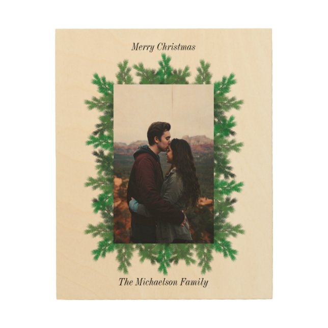 Christmas Tree Branches Photo Wood Wall Art (Front)