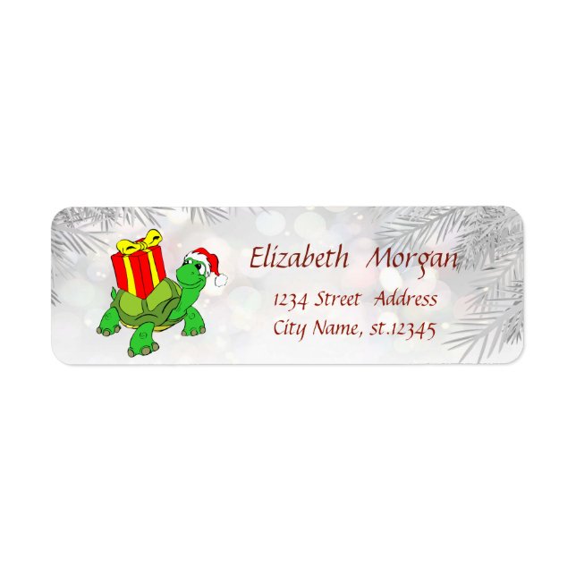 Christmas Tree Branches,Turtles,Santa Hat,Present Label (Front)