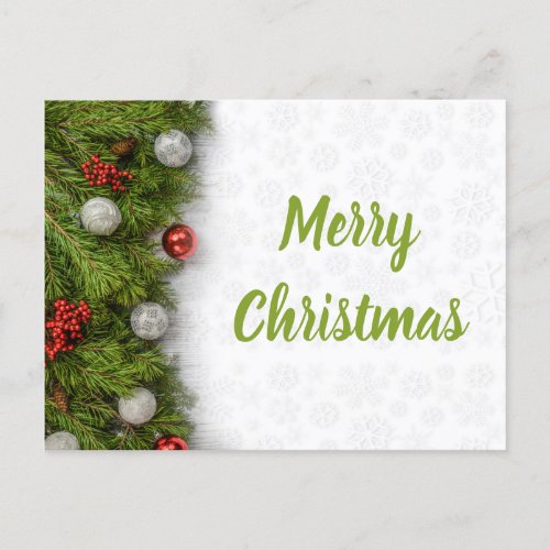 Christmas Tree Branches with Baubles Postcard