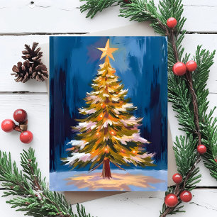 Christmas Tree Bright Star Watercolor Holiday Postcard