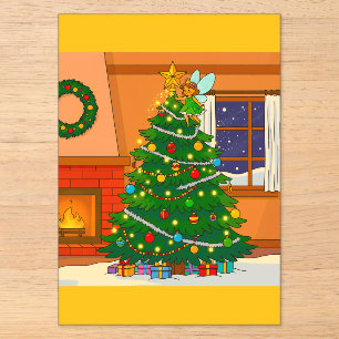 CHRISTMAS TREE BRITE CARTOON COLORS ACRYLIC INVITATIONS