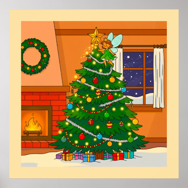 CHRISTMAS TREE BRITE CARTOON COLORS POSTER (Front)