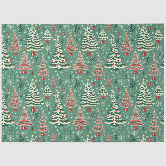  Christmas Tree Broadcloth: Red & Green Christmas Tissue Paper (Front)