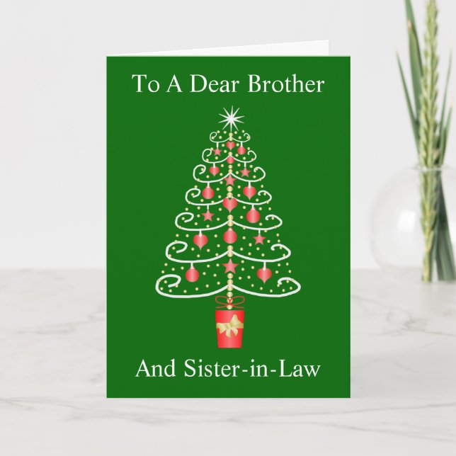 Christmas Tree Brother And Wife Christmas Card (Front)