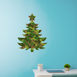 Christmas Tree Brown Green Camouflage 36" x 24" Wall Decal