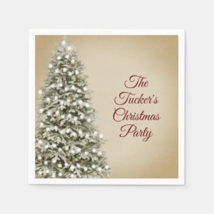Christmas Tree Brown Kraft Company Holiday Party Napkins