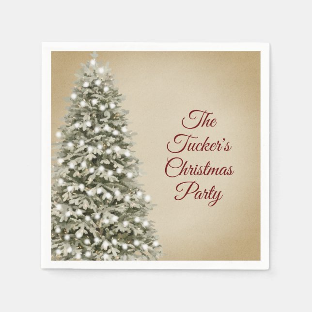Christmas Tree Brown Kraft Company Holiday Party Napkins (Front)