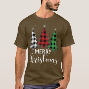 Christmas Tree Buffalo Plaid Red White Green Xmas T-Shirt