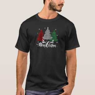 Christmas Tree Buffalo Plaid Red White Green Xmas T-Shirt