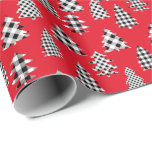 Christmas Tree Buffalo Plaid red Wrapping Paper