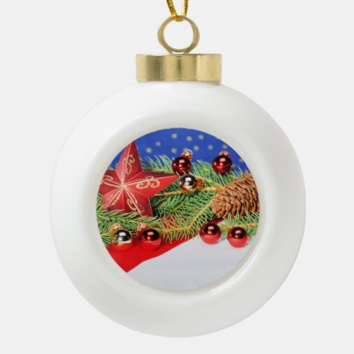 Christmas tree bulb with bell ceramic ball christmas ornament