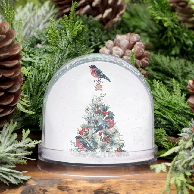 Christmas Tree, Bulfinch, Santa, Merry Christmas Snow Globe (Winter)