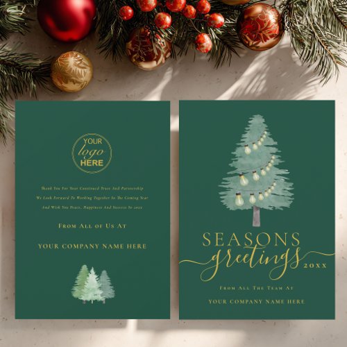Christmas Tree Business Logo Seasons Greetings Holiday Card