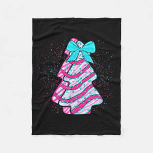 Christmas Tree Cake Coquette Bow Xmas Matching Fam Fleece Blanket