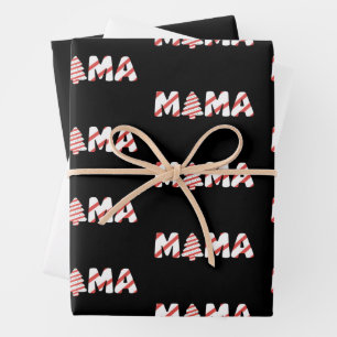 Christmas Tree Cake Matching Family Party Mama Wrapping Paper Sheets