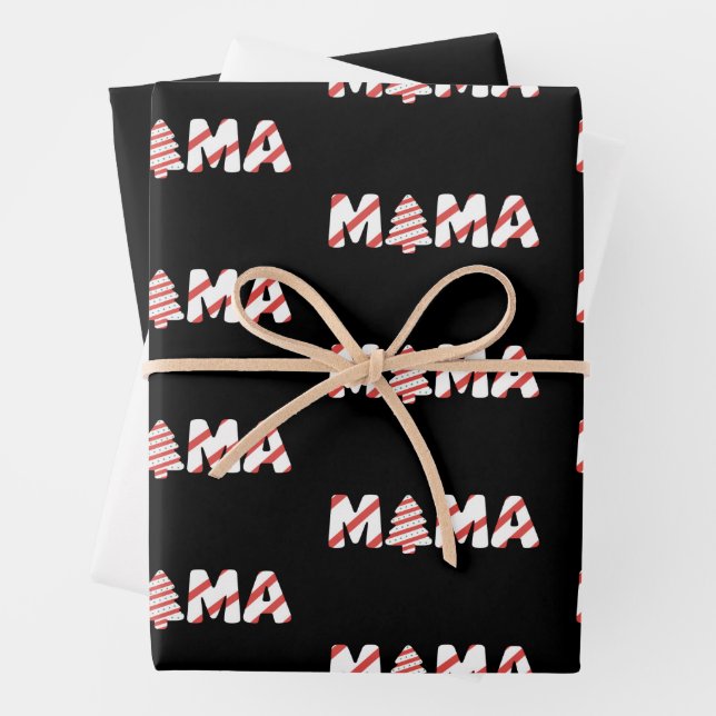 Christmas Tree Cake Matching Family Party Mama  Wrapping Paper Sheets (In situ)