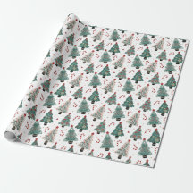 Christmas Tree Candy Canes Blue Red White Pattern