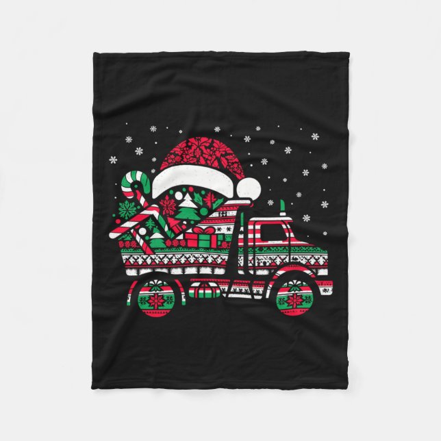 Christmas Tree Candy Dump Truck Christmas Boys Men Fleece Blanket (Front)